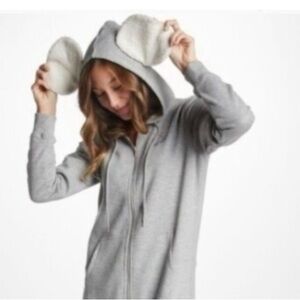 Ivory Ella Heather Gray Zip-Up with Elephant Design